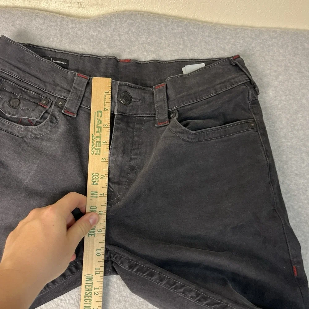True Religion Jeans Mens 31x32 Gray Ricky Relaxed Straight Cotton Blend Denim